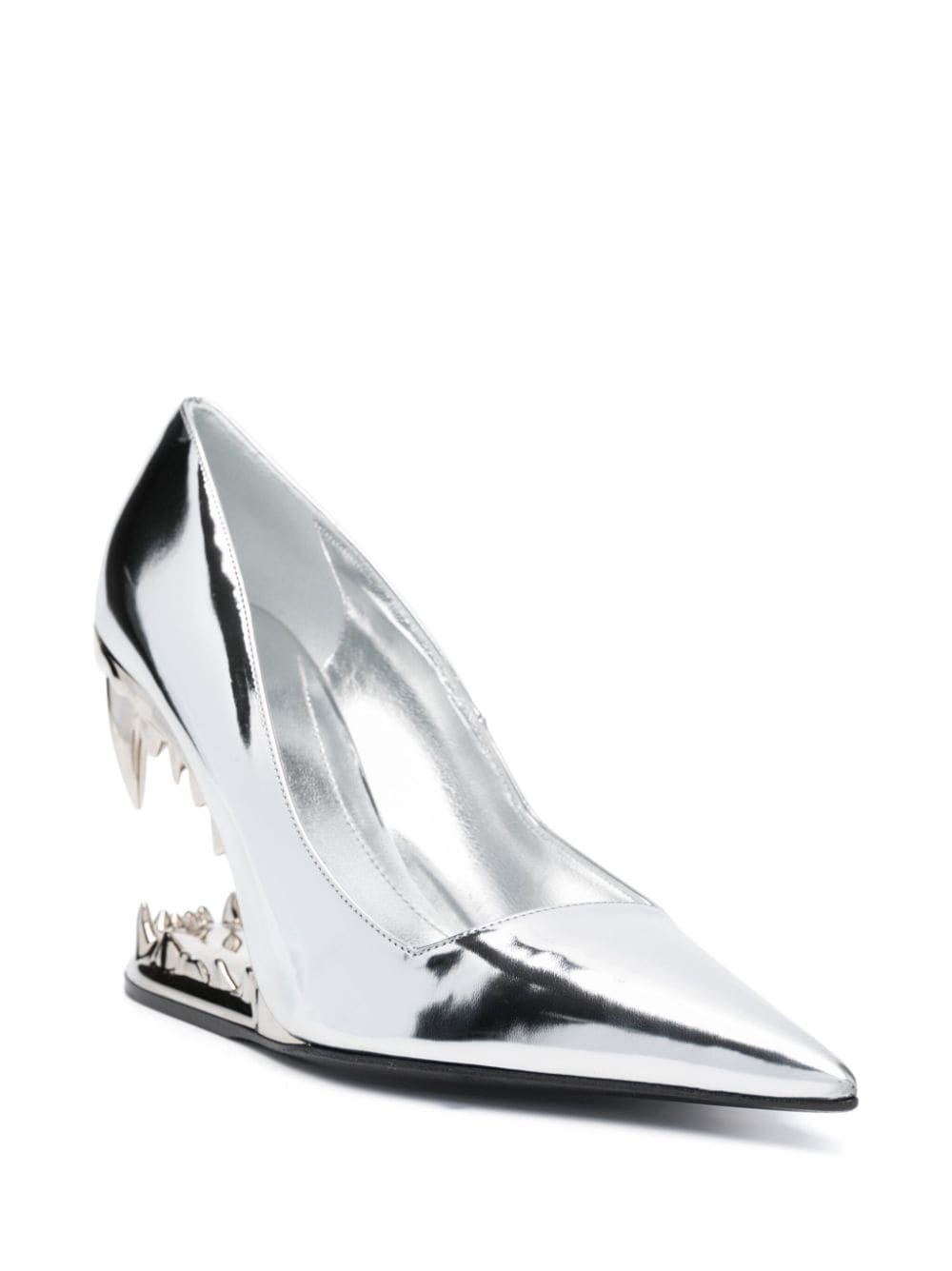 Shop Gcds Morso 110mm Leather Pumps In Silver