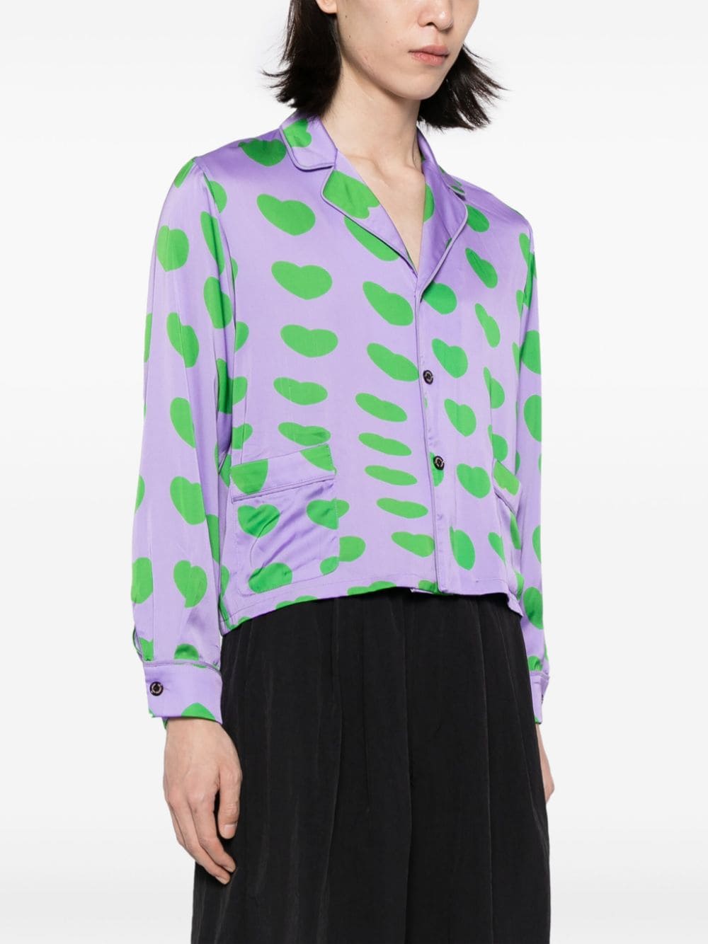 Shop Natasha Zinko Heart-print Silk Blend Shirt In Purple