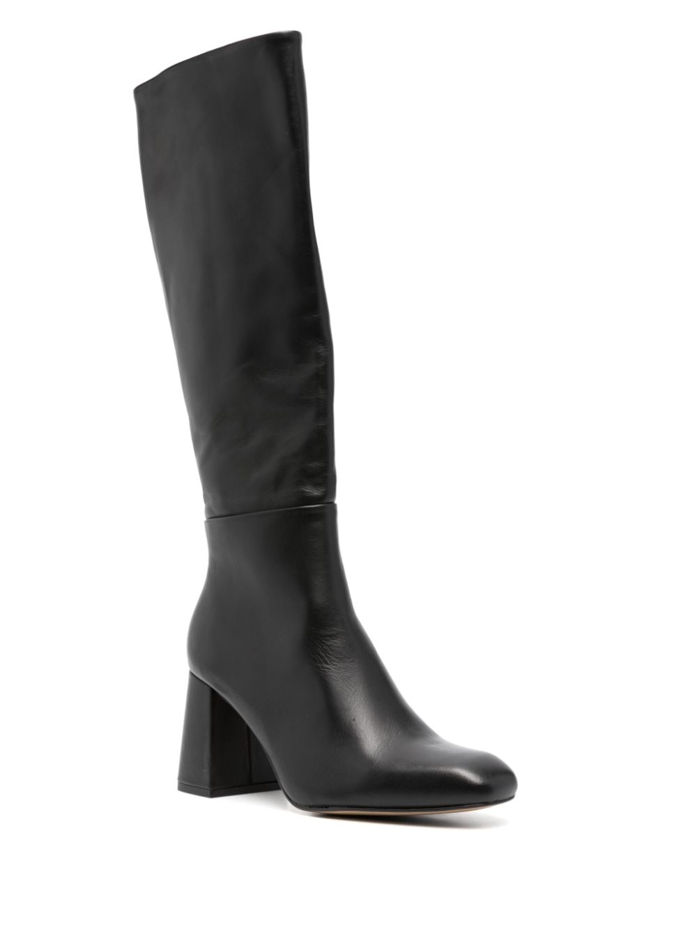 Shop Souliers Martinez Anabel 85mm Leather Knee Boots In Black