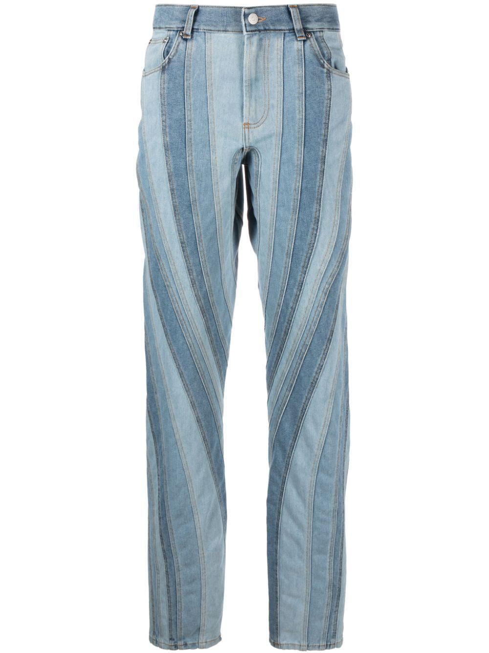 Shop Mugler Spiral Straight-leg Jeans In Blue