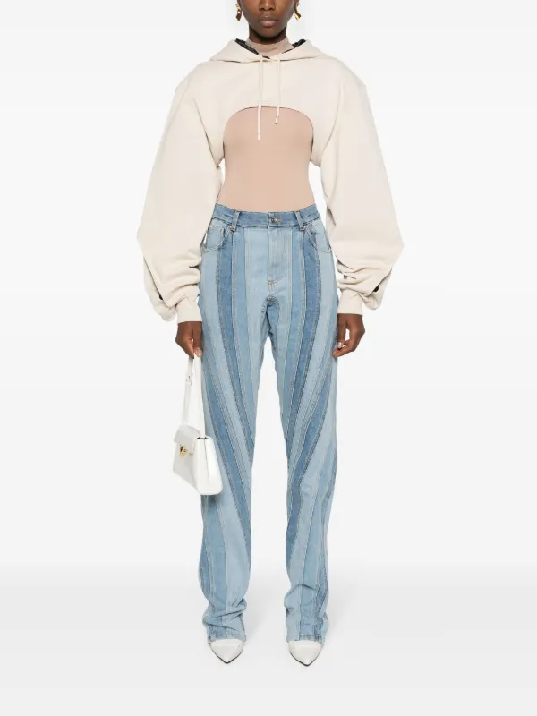 【関税込み】Mugler グレー Spiral デニム ミディアムスカート Mugler spiral-detail Mini Skirt | Blue | FARFETCH