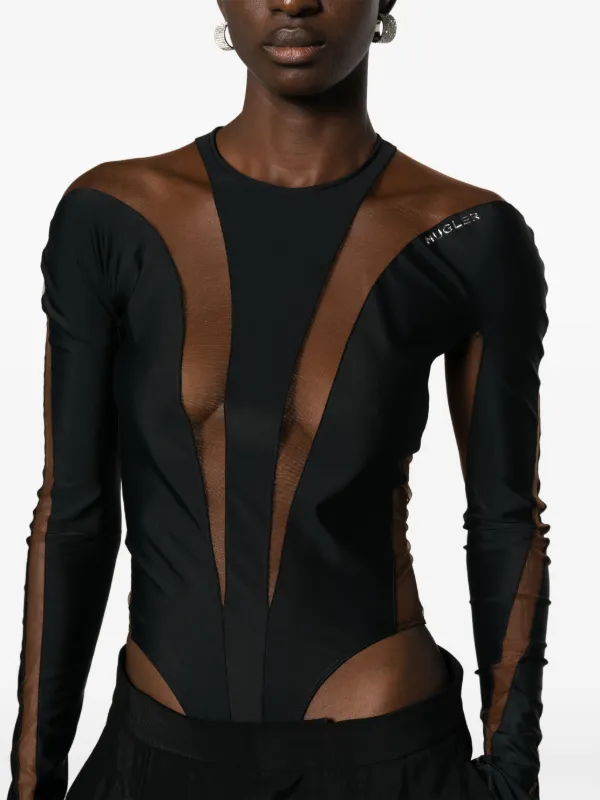 Mugler Illusion sheer-panelled Bodysuit - Farfetch