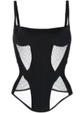 Mugler Illusion semi-sheer corset top - Black