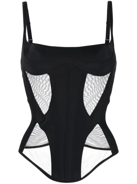 Mugler Illusion semi-sheer corset top