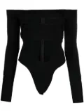 Mugler off-shoulder cut-out bodysuit - Black