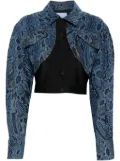 Mugler snake-print panelled denim jacket - Blue