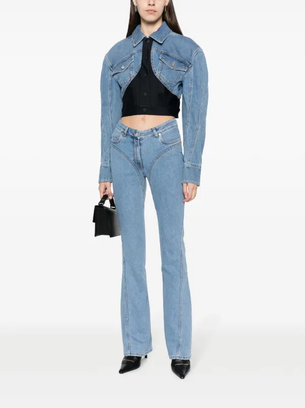 Mugler Cropped Denim Jacket - Farfetch