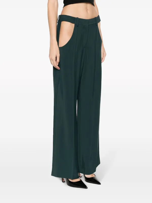 パンツ MUGLER 'Cut-Out' trousers Mugler cut-out wide-leg Trousers | Green | FARFETCH