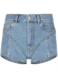 Mugler Spiral panelled denim shorts - Blue
