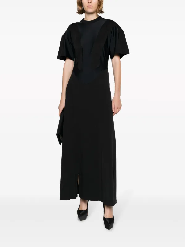 Mugler organic-cotton side-slit Maxi Dress | Black | FARFETCH GE