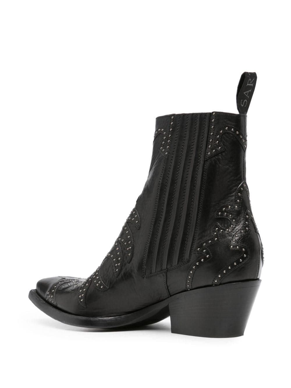 Shop Sartore 50mm Stud-detailing Leather Boots In Black