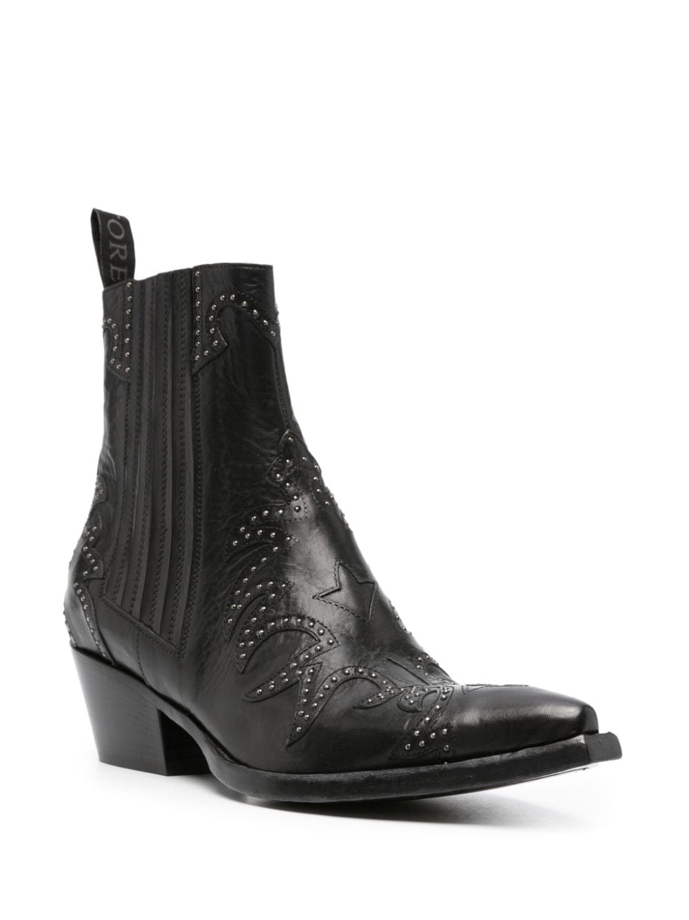 Shop Sartore 50mm Stud-detailing Leather Boots In Black