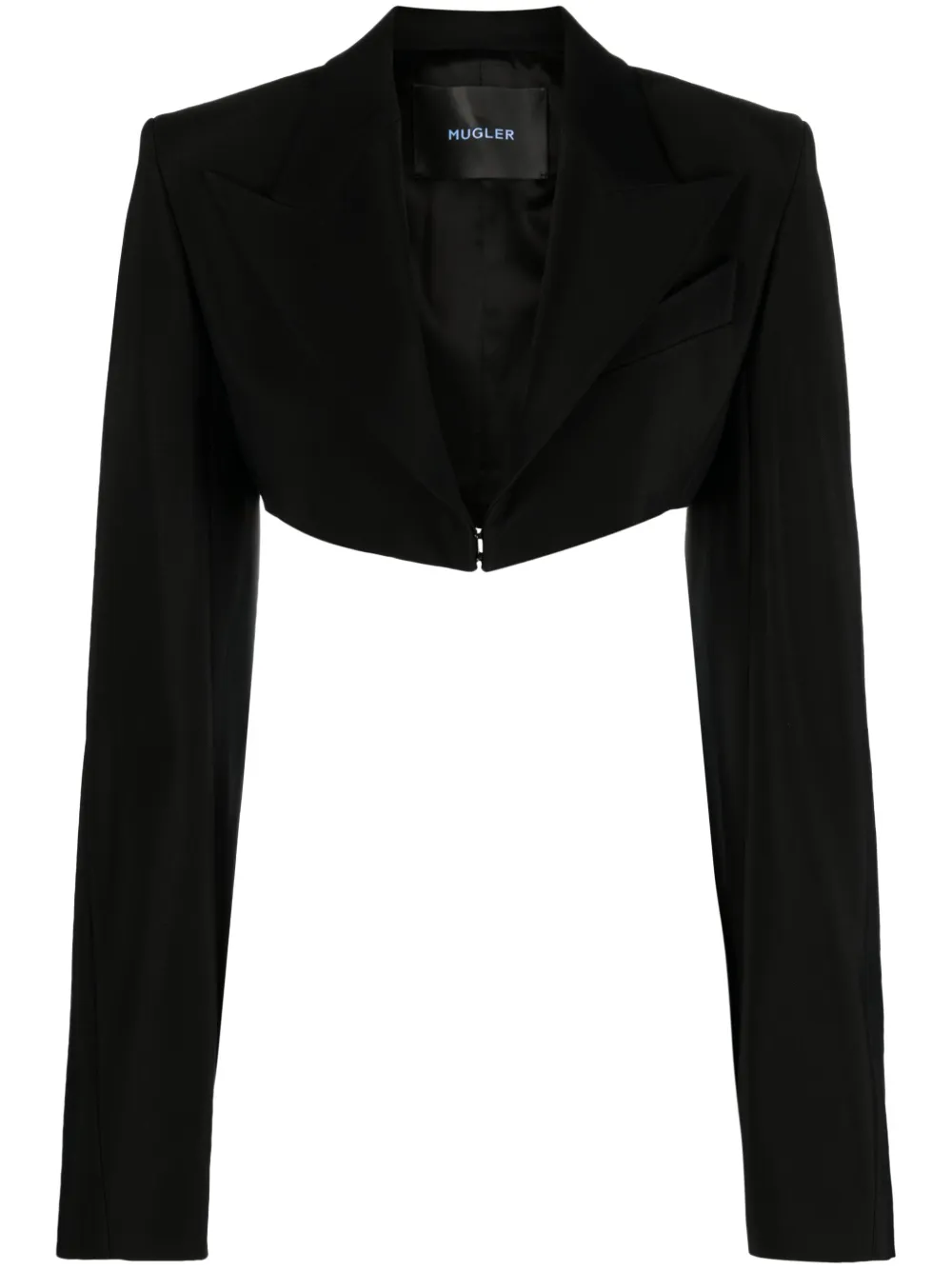 Mugler Cropped Tailored Jacket In Black