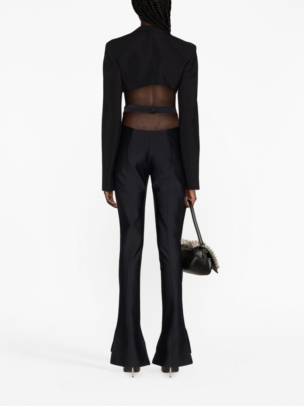 Shop Mugler Cropped Twill Blazer In Black