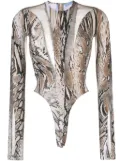 Mugler Illusion sheer-panelled bodysuit - Neutrals