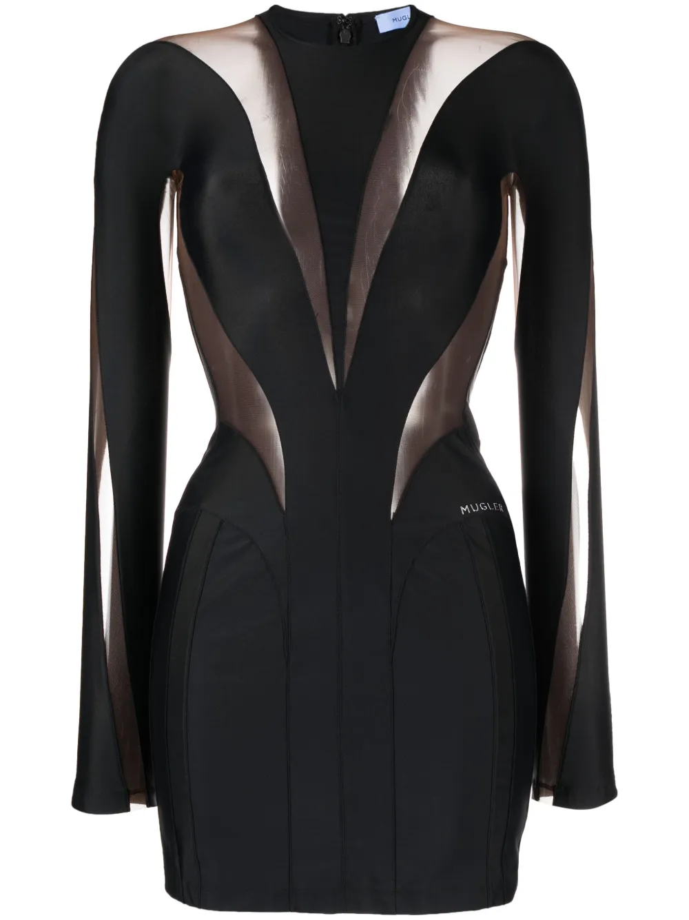 Mugler sheer-panelled fitted minidress