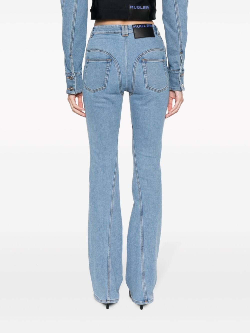 Shop Mugler Seam-detail Flared Jeans In Blue