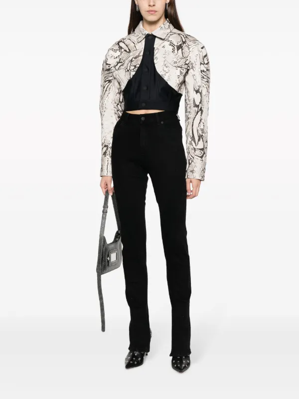  MUGLER デニム クロップドジャケット H&M x Mugler クロップドデニムジャケット Sサイズ