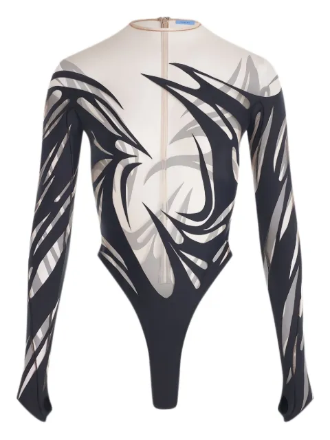 Mugler abstract-print long-sleeve bodysuit
