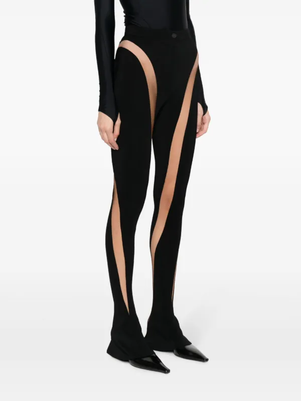 Mugler Legging a Empiecements Transparents Noir FARFETCH CM