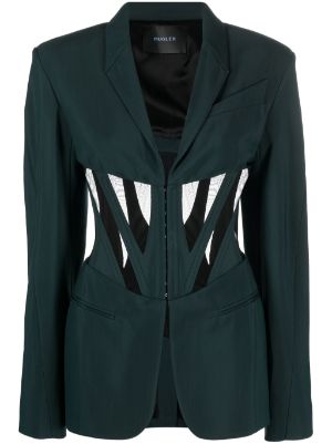 Mugler Corseted Scuba Jacket in Blue