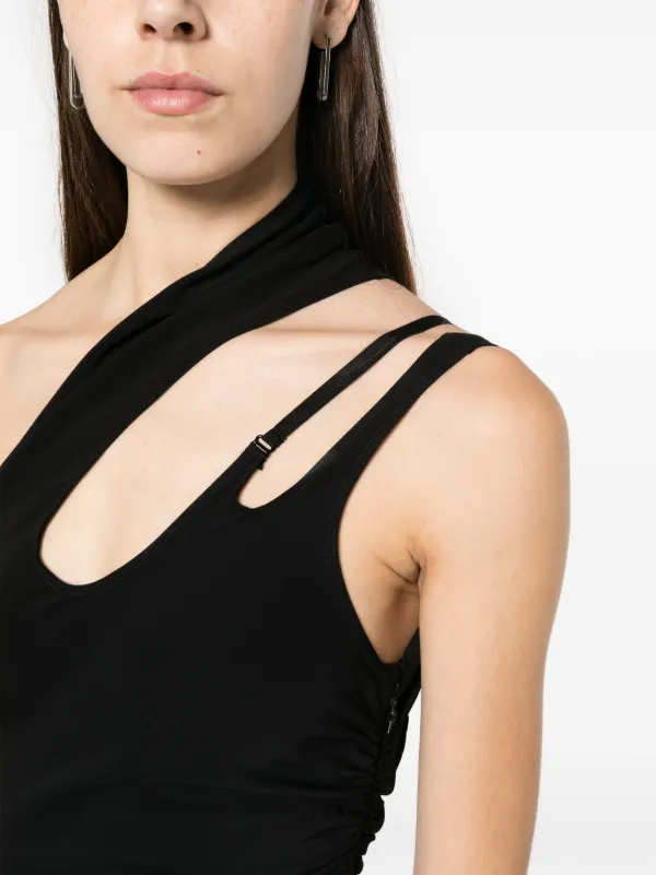 Mugler Asymmetric Midi Dress | Black