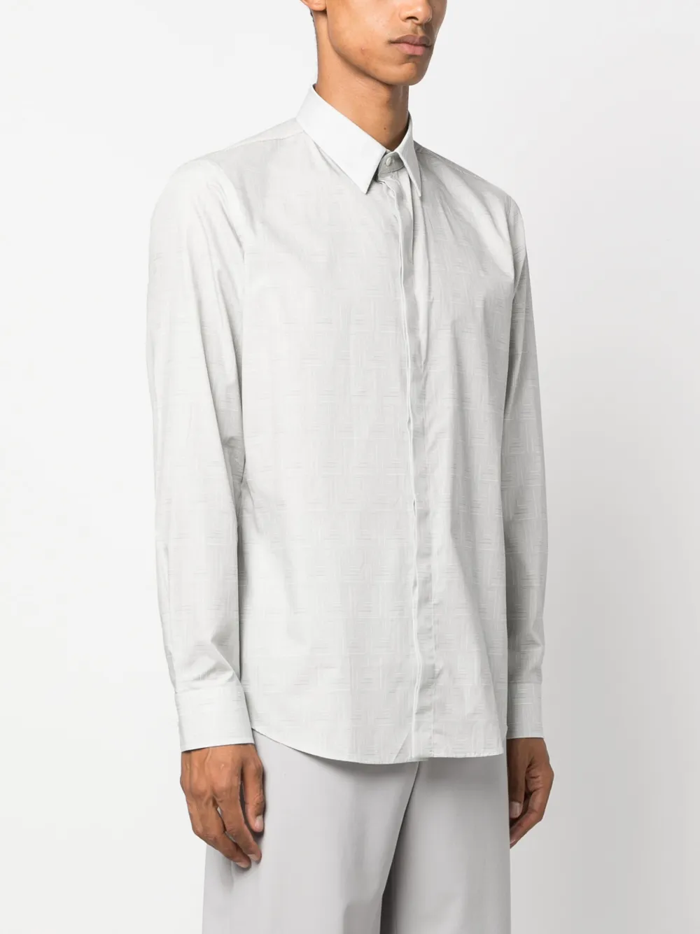 Shop Fendi Shadow-print Cotton Shirt In Neutrals