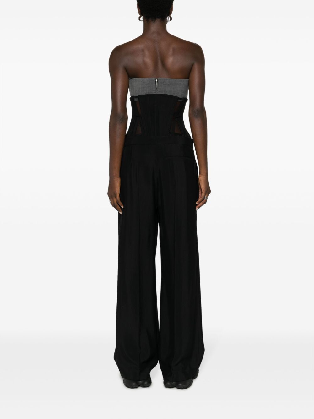 Shop Mugler Corset-panelled Wide-leg Trousers In Black