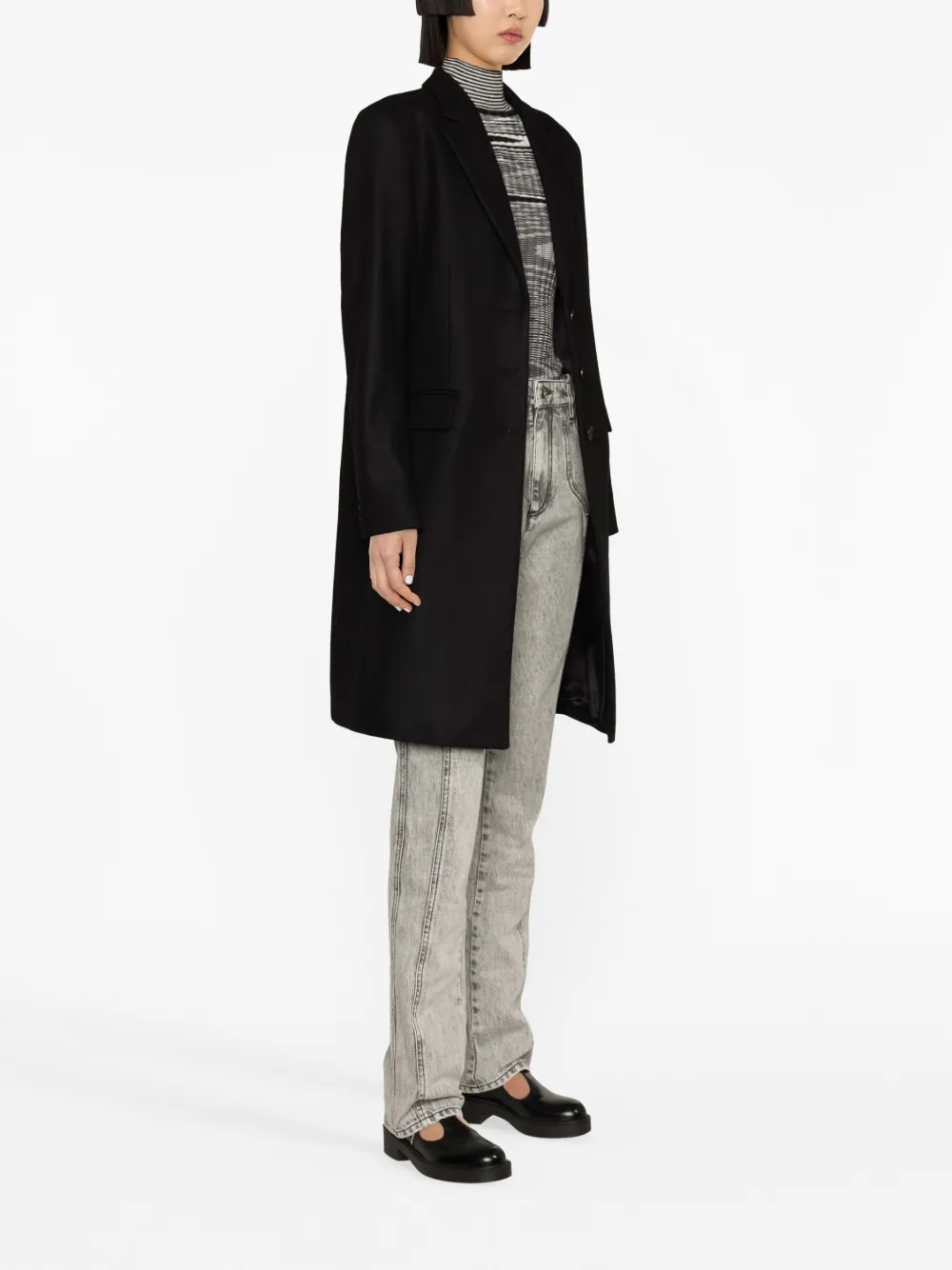 Shop Ps By Paul Smith Single-breasted Wool-blend Coat In Black