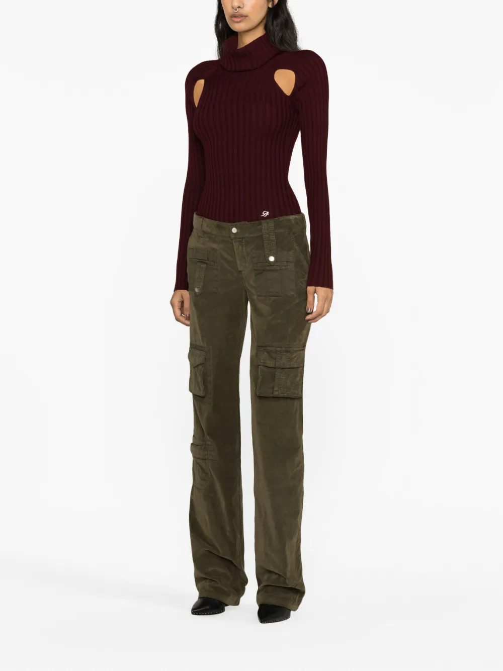  Blumarine Ribbed-knit Cut-out Sweater - Red 