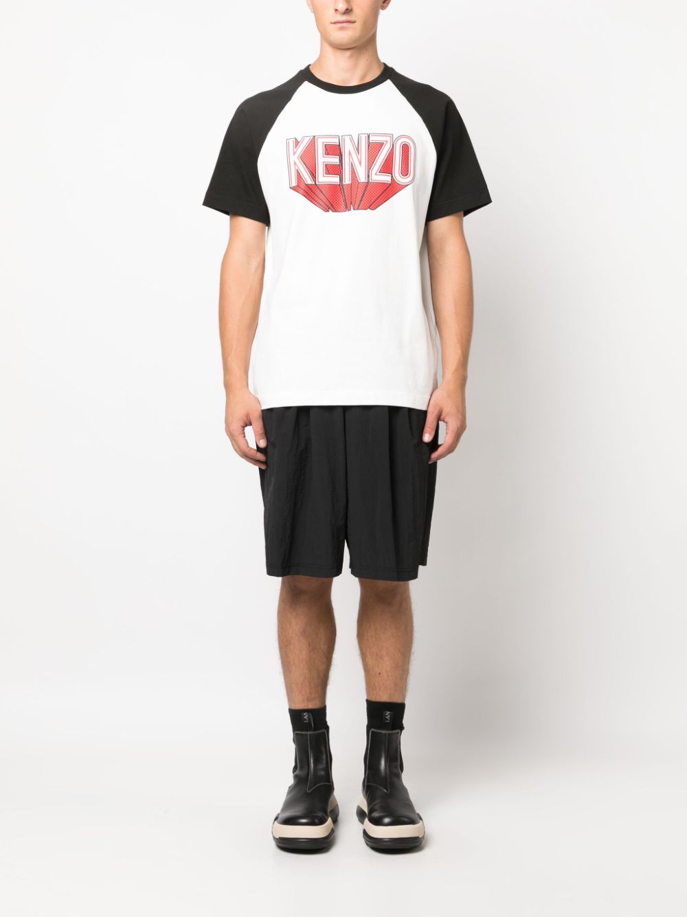 Shop Kenzo Logo-print Raglan-sleeve T-shirt In White