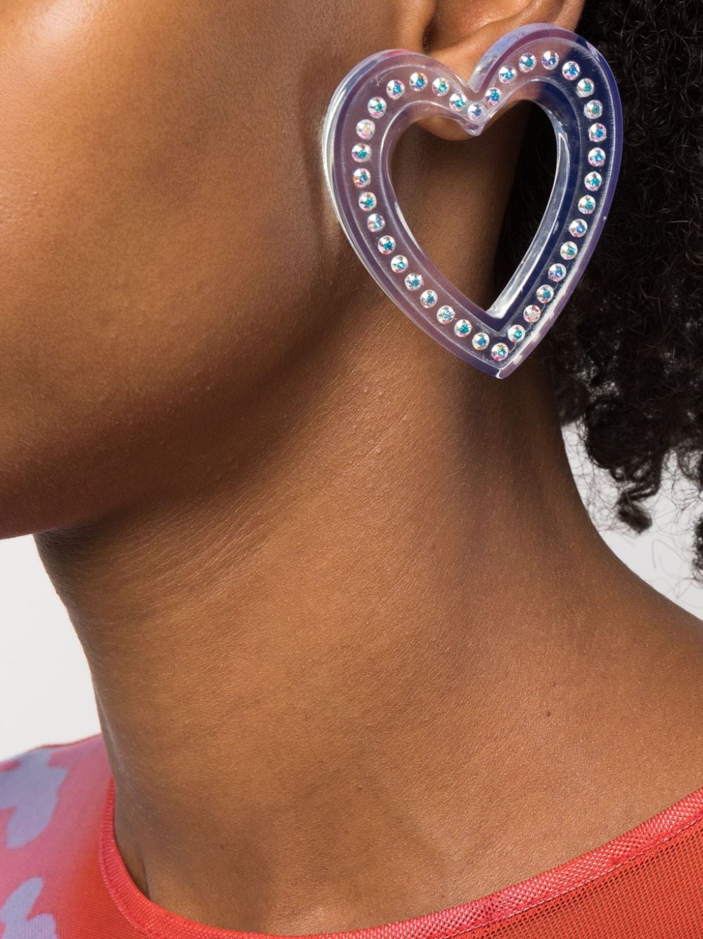 Shop Safsafu Big Heart Crystal-embellished Earrings In Neutrals