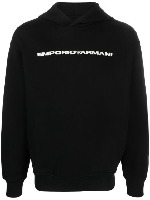 Emporio Armani logo-print cotton hoodie Men