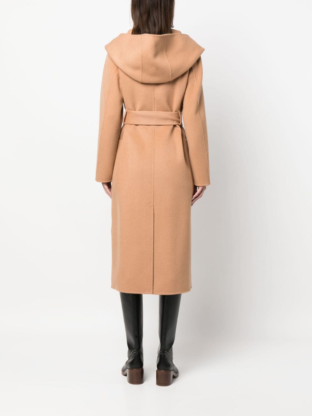 Shop Ivy & Oak V-neck Belted Wool Coat In Brown