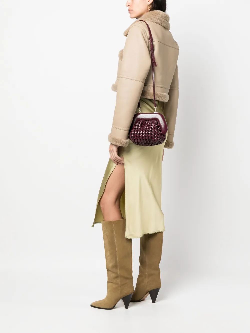 Themoirè Tasche geperforeerde crossbodytas - Rood
