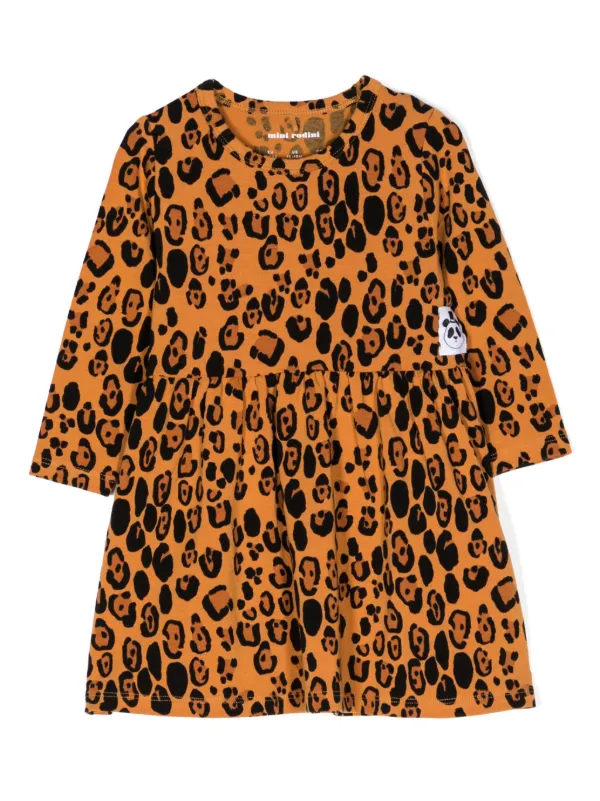 Mini Rodini leopard-print long-sleeve Dress | Brown | FARFETCH