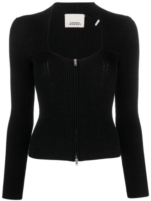 ISABEL MARANT ribbed-knit scoop-neck cardigan 