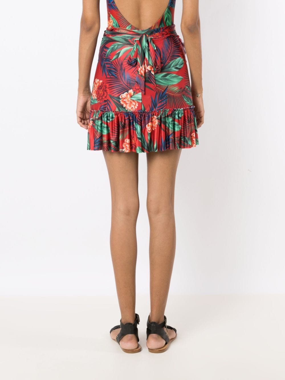 Shop Lygia & Nanny Laurita Botanical-print Wrap Skirt In Red