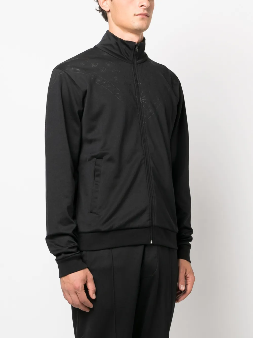 Shop Marcelo Burlon County Of Milan Bandana-print Track Jacket In 1011 Black Anthracite