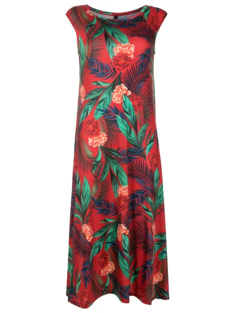 Lygia & Nanny Tie botanical-print midi dress