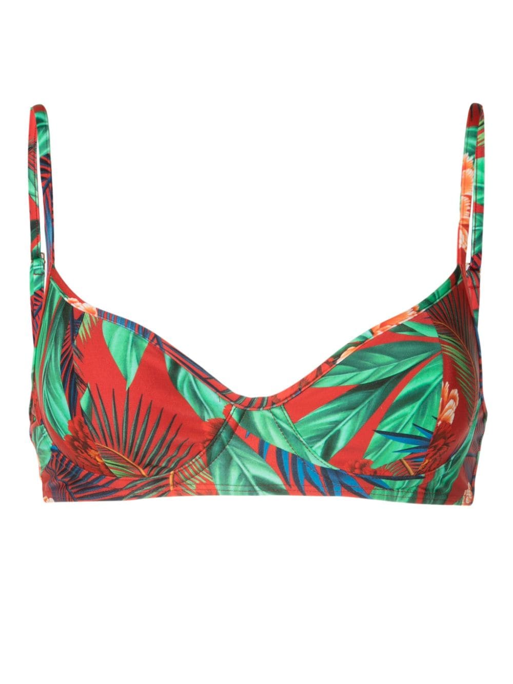 Lygia & Nanny Fiji Floral-print Bikini Top In Red