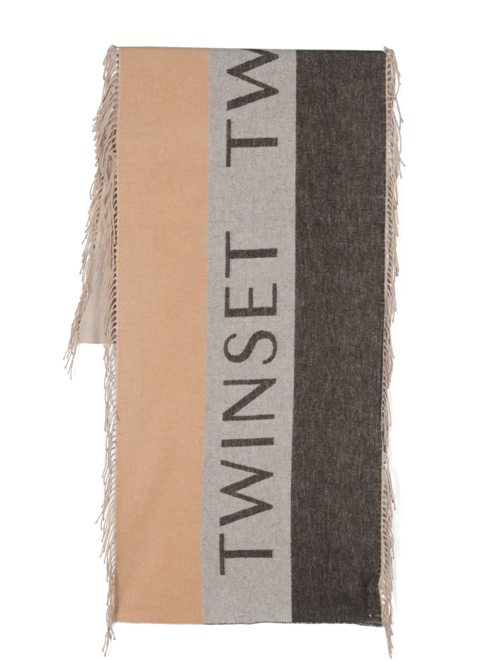 logo-print striped scarf