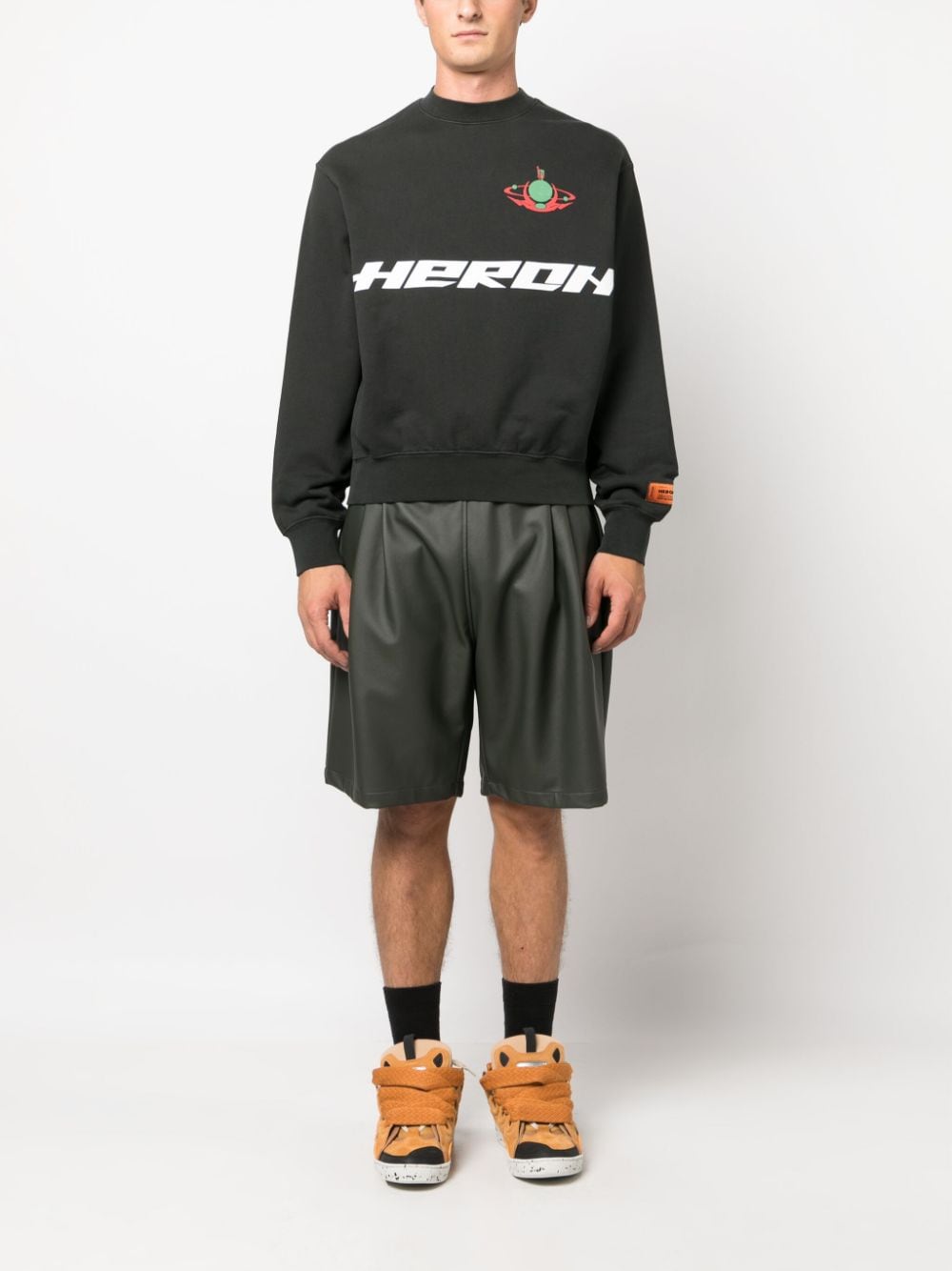 Shop Heron Preston Hp Burn Crew-neck Sweatshirt In Black