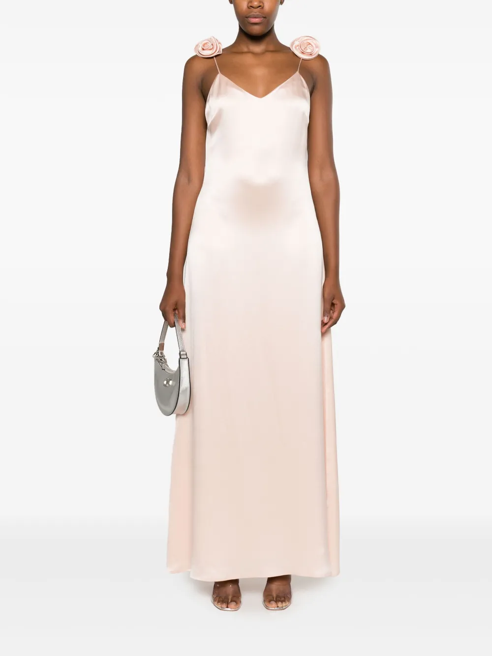 Magda Butrym floral-appliqué silk maxi dress - Oranje