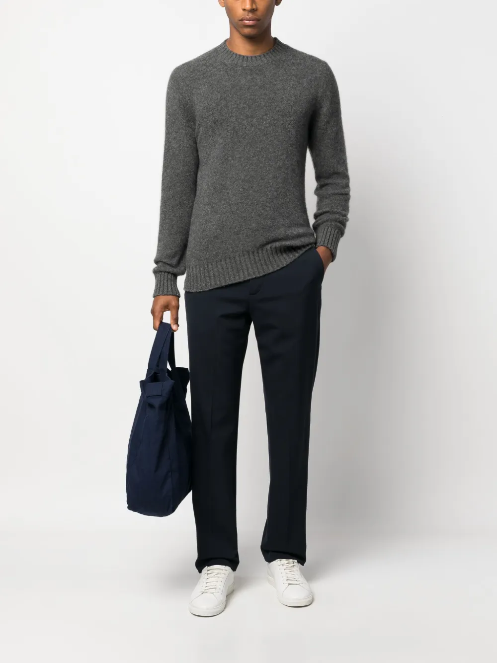 Piacenza Cashmere Fijngebreide trui - Grijs