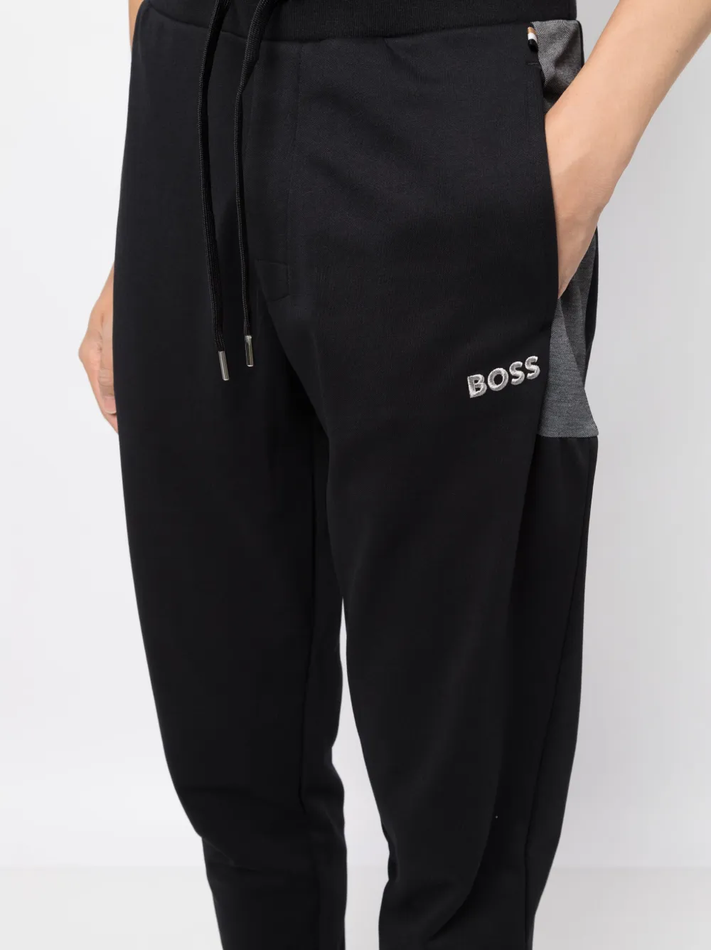 HUGO BOSS LOGO-EMBROIDERY COTTON TRACK PANTS