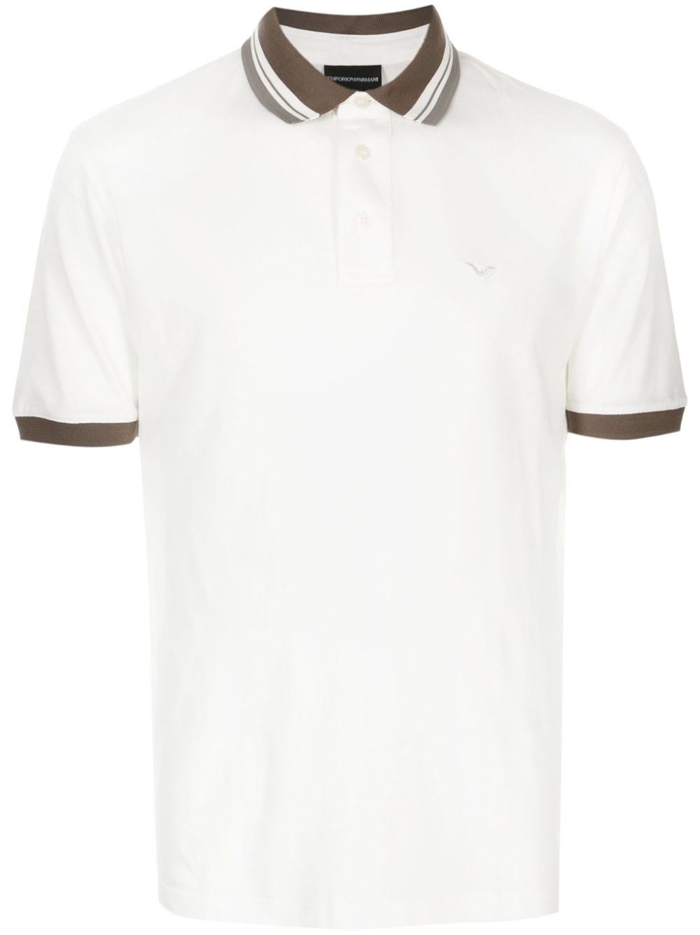 Emporio Armani Logo-embroidered Cotton Polo Shirt In White