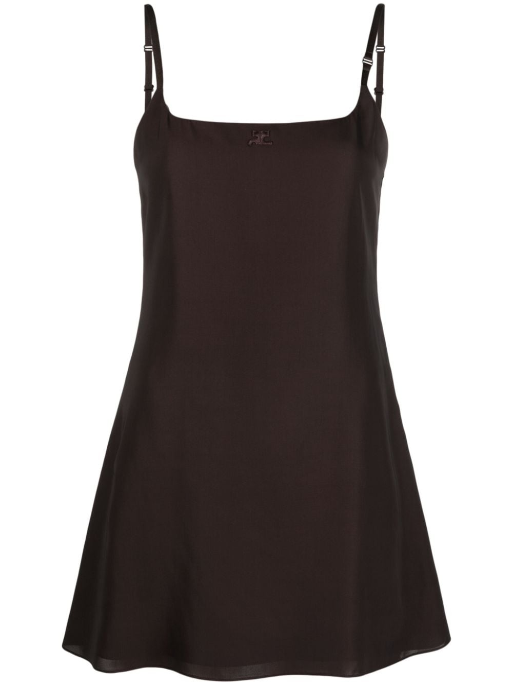 Shop Courrèges Logo-embroidered Slip Minidress In Brown