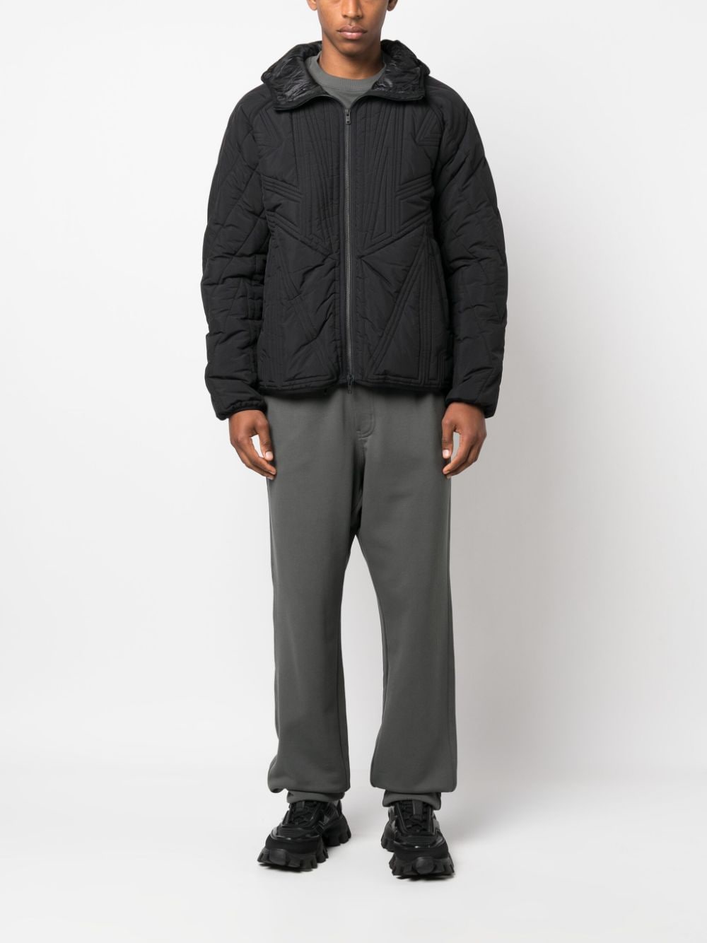 Y-3 hooded quilted jacket - Zwart