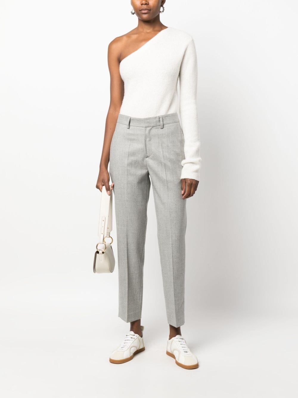 Shop P.a.r.o.s.h High-waist Cropped Trousers In Grey